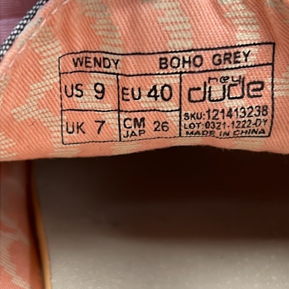 SOLD IN STORE Hey Dude WENDY BOHO Grey Sneakers Size 9 - Picture 6 of 7